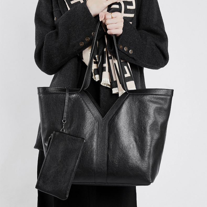 Koreansk höstväska i äkta läder