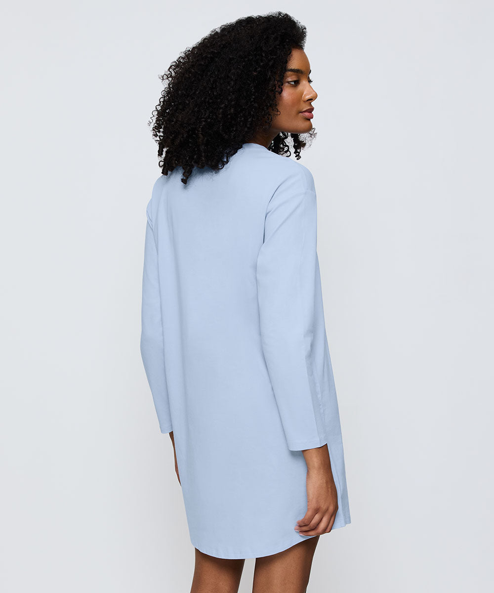 nachthemd lange mouw - Nightdresses NDK LSL 04 - Licht Blauw SA